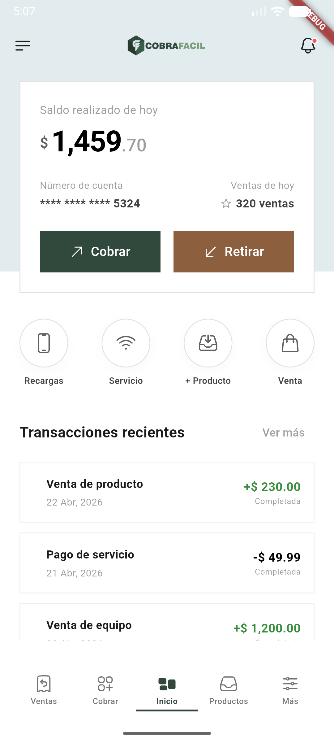 Pantalla de Inicio